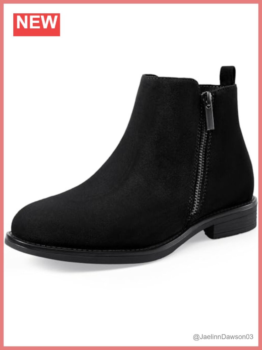 Suede Ankle Booties with Side Zipper, Non-Slip Chelsea Boots